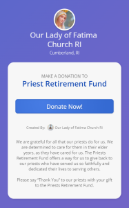 Click Here to Donate to the Priest Retirement Fund.